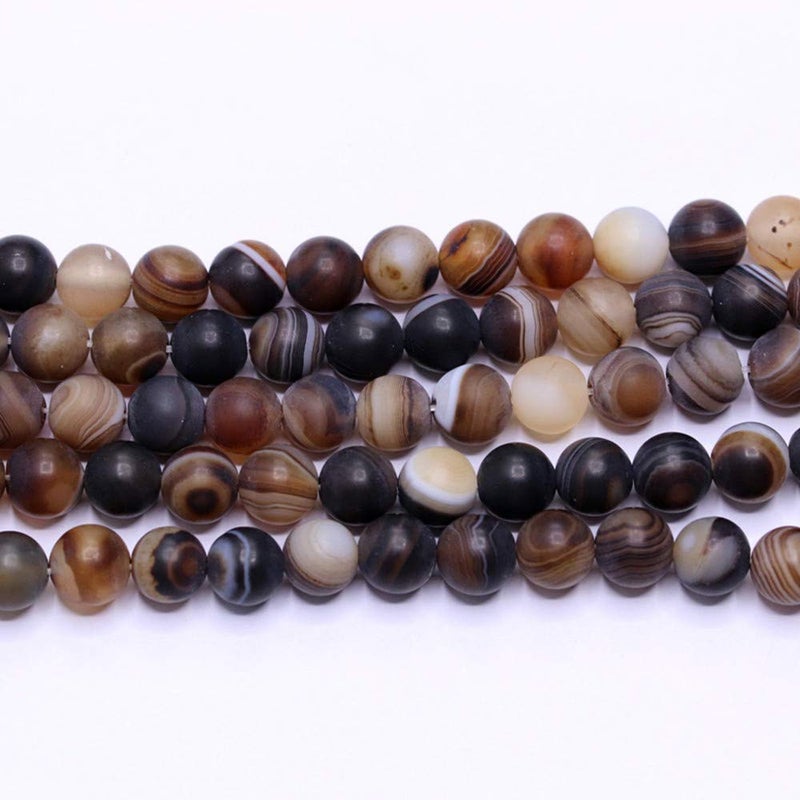 PLTbeads Natural Gemstone Loose Beads Smooth Round Approxi 15 inch DIY Bracelet Necklace for Jewelry Making (8mm, Matte Brown Stripe Agate) - Image 3